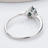 925 Sterling Silver Claw Teardrop Moss Agate Faceted Ring, Drop Agate Jewelry Ring SS316-2