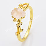 925 Silver Gold Plated Leaf Oval Labradorite Agate Moonstone Faceted Ring, Healing Crystal Ring, Gemstone Jewelry Ring SS321-1