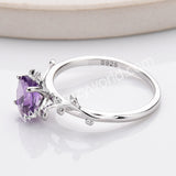 925 Sterling Silver Oval Cut Natural Amethyst Rose Quartz Moonstone Faceted Ring, Leaf Band Ring Jewelry SS321RS