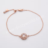 Rose Gold Claw Round Black Agate Bracelet Zircon Bracelet, Faceted Moonstone Gemstone Jewelry Bracelet SS327