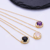 Round Gemstone CZ Gold Chain Bracelet, 925 Sterling Silver Crystal Jewelry SS327RG