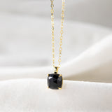 Square Citrine Gemstone Faceted Gold Pendant Necklace, Crystal Birthstone Jewelry Necklace, S925 Sterling Silver SS330NG