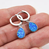 925 Sterling Silver Blue Opal Drop Dangle Earring Opal Hoop Jewelry Earrings SS340