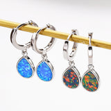 925 Sterling Silver Blue Opal Drop Dangle Earring Opal Hoop Jewelry Earrings SS340