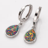 925 Sterling Silver Blue Opal Drop Dangle Earring Opal Hoop Jewelry Earrings SS340