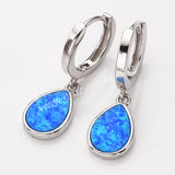 925 Sterling Silver Blue Opal Drop Dangle Earring Opal Hoop Jewelry Earrings SS340