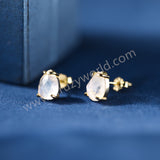 Minimalist Gold Claw Teardrop Natural Moonstone Stud Earrings, 925 Sterling Silver Crystal Jewelry Studs SS369-1