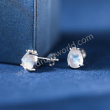 Minimalist Teardrop Natural Moonstone 925 Sterling Silver Claw Stud Earrings, Crystal Jewelry Studs SS369-2