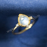 Gold Claw Teardrop Moonstone Gemstone Band Ring, 925 Sterling Silver CZ Women's Ring Jewelry SS373-1