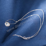 16" 925 Sterling Silver Natural Moonstone Evil Eye Necklace Zircon Necklace, Marquise Crystal Jewelry Necklace SS377-2