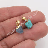 Gold Multi Natural Raw Stones Pendants, Small Birthstone Jewelry DIY Pendants SS403G