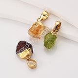 Gold Multi Natural Raw Stones Pendants, Small Birthstone Jewelry DIY Pendants SS403G