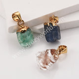 Gold Multi Natural Raw Stones Pendants, Small Birthstone Jewelry DIY Pendants SS403G