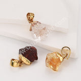 Gold Multi Natural Raw Stones Pendants, Small Birthstone Jewelry DIY Pendants SS403G