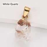 Gold Multi Natural Raw Stones Pendants, Small Birthstone Jewelry DIY Pendants SS403G
