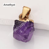 Gold Multi Natural Raw Stones Pendants, Small Birthstone Jewelry DIY Pendants SS403G