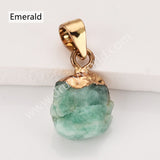 Gold Multi Natural Raw Stones Pendants, Small Birthstone Jewelry DIY Pendants SS403G