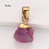 Gold Multi Natural Raw Stones Pendants, Small Birthstone Jewelry DIY Pendants SS403G