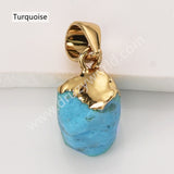 Gold Multi Natural Raw Stones Pendants, Small Birthstone Jewelry DIY Pendants SS403G