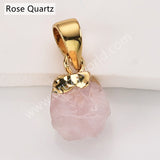 Gold Multi Natural Raw Stones Pendants, Small Birthstone Jewelry DIY Pendants SS403G