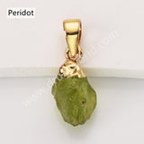 Gold Multi Natural Raw Stones Pendants, Small Birthstone Jewelry DIY Pendants SS403G