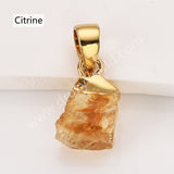 Gold Multi Natural Raw Stones Pendants, Small Birthstone Jewelry DIY Pendants SS403G