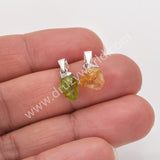 Silver Small Raw Multi Natural Stones Pendants, Birthstone Jewelry DIY Pendants SS403S