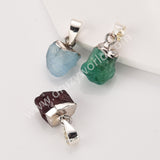 Silver Small Raw Multi Natural Stones Pendants, Birthstone Jewelry DIY Pendants SS403S