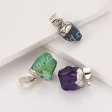 Silver Small Raw Multi Natural Stones Pendants, Birthstone Jewelry DIY Pendants SS403S