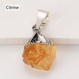 Silver Small Raw Multi Natural Stones Pendants, Birthstone Jewelry DIY Pendants SS403S