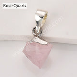 Silver Small Raw Multi Natural Stones Pendants, Birthstone Jewelry DIY Pendants SS403S
