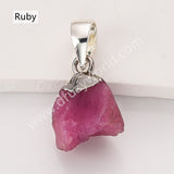 Silver Small Raw Multi Natural Stones Pendants, Birthstone Jewelry DIY Pendants SS403S