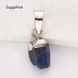 Silver Small Raw Multi Natural Stones Pendants, Birthstone Jewelry DIY Pendants SS403S