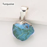 Silver Small Raw Multi Natural Stones Pendants, Birthstone Jewelry DIY Pendants SS403S