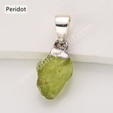 Silver Small Raw Multi Natural Stones Pendants, Birthstone Jewelry DIY Pendants SS403S