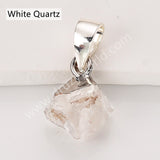 Silver Small Raw Multi Natural Stones Pendants, Birthstone Jewelry DIY Pendants SS403S