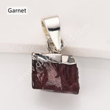 Silver Small Raw Multi Natural Stones Pendants, Birthstone Jewelry DIY Pendants SS403S