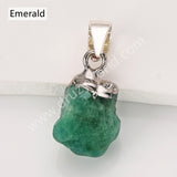 Silver Small Raw Multi Natural Stones Pendants, Birthstone Jewelry DIY Pendants SS403S