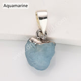 Silver Small Raw Multi Natural Stones Pendants, Birthstone Jewelry DIY Pendants SS403S