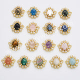 Teardrop Gold Plated Claw Rainbow Natural Stone Pearl Connector, For Jewelry Making WX2256