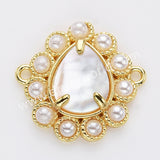 Teardrop Gold Plated Claw Rainbow Natural Stone Pearl Connector, For Jewelry Making WX2256