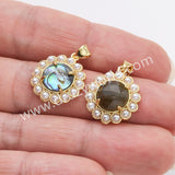 Gold Plated Claw Round Natural Stone Pearl Pendant Bead, For Jewelry Making WX2257