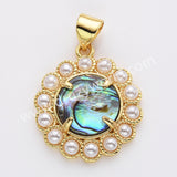 Gold Plated Claw Round Natural Stone Pearl Pendant Bead, For Jewelry Making WX2257