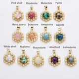 16" Gold Plated Claw Hexagonal Rainbow Gemstone Faceted Pendant Necklace, Lady Fashion Jewelry WX2258-N