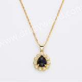 16" Gold Plated Claw Teardrop Rainbow Gemstone Faceted Pendant Necklace, Lady Fashion Jewelry WX2259-N