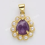 Gold Plated Claw Teardrop Natural Stone Pearl Pendant Bead, For Jewelry Making WX2259