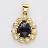 Gold Plated Claw Teardrop Natural Stone Pearl Pendant Bead, For Jewelry Making WX2259