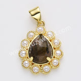 Gold Plated Claw Teardrop Natural Stone Pearl Pendant Bead, For Jewelry Making WX2259