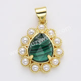 Gold Plated Claw Teardrop Natural Stone Pearl Pendant Bead, For Jewelry Making WX2259