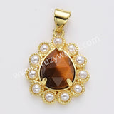 Gold Plated Claw Teardrop Natural Stone Pearl Pendant Bead, For Jewelry Making WX2259